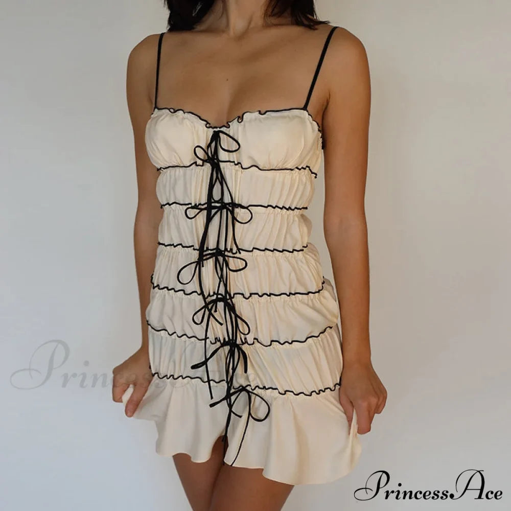 Bow Ruched Design Charming Mini Strap Dress image 8