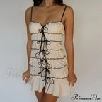Bow Ruched Design Charming Mini Strap Dress image 8