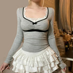 Bow Square Collar Knit Top image 2