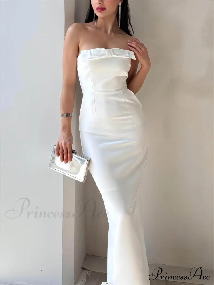 Bow Strapless Stylish Midi Dress image 2