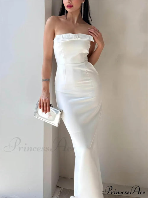 Bow Strapless Stylish Midi Dress image 2