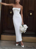 Bow Strapless Stylish Midi Dress image 1