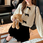 Bow Sweater Autumn Winter Knit Cardigan image 1