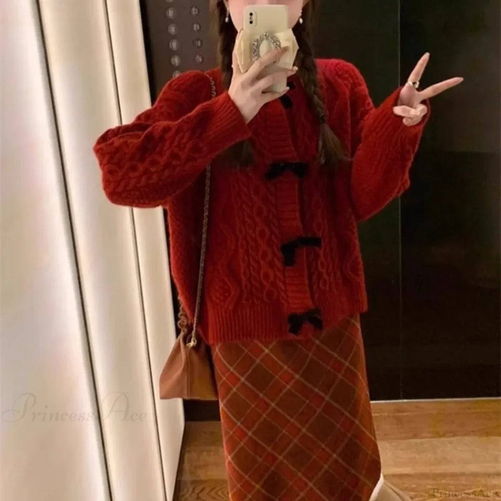Bow Sweater Autumn Winter Knit Cardigan image 4