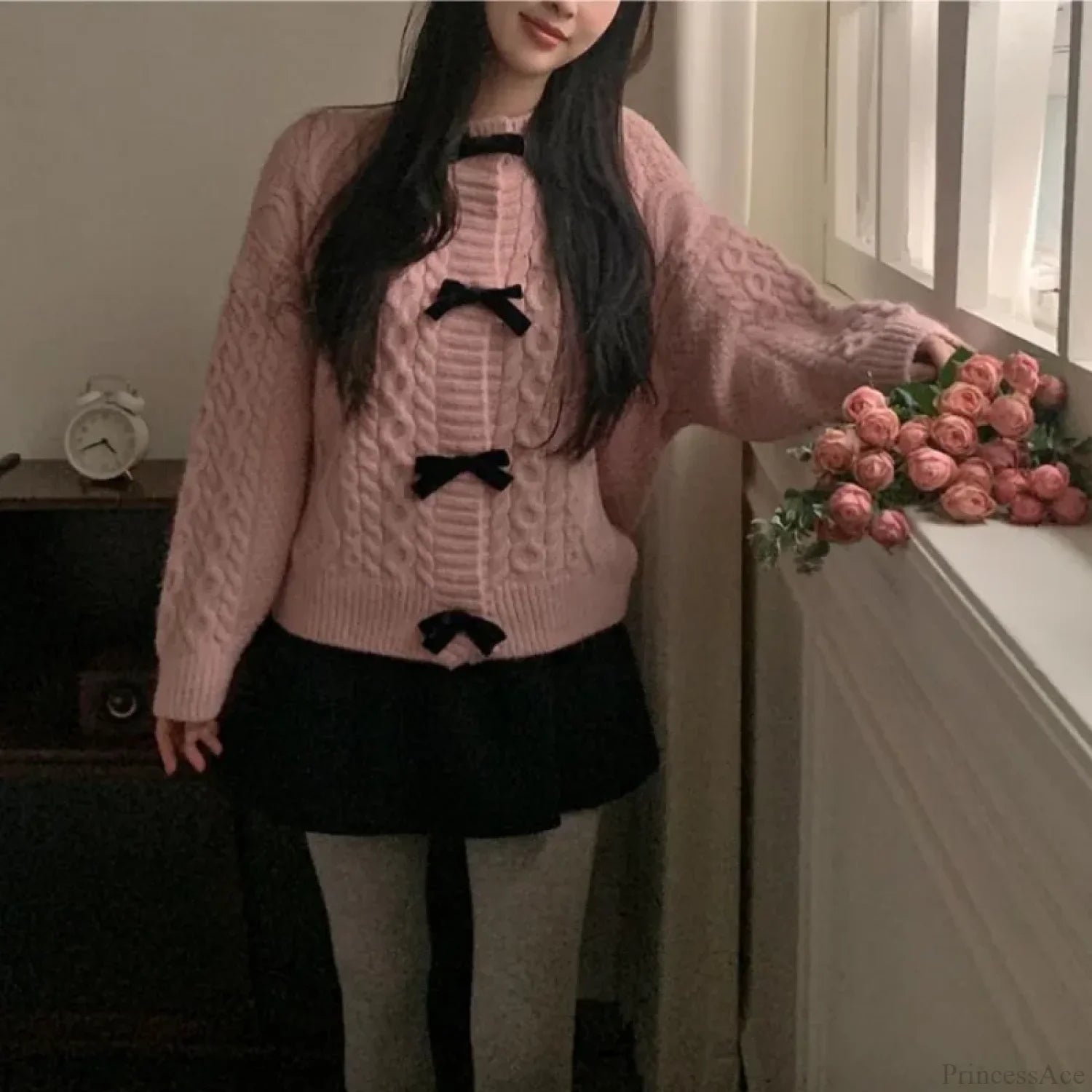 Bow Sweater Autumn Winter Knit Cardigan image 6