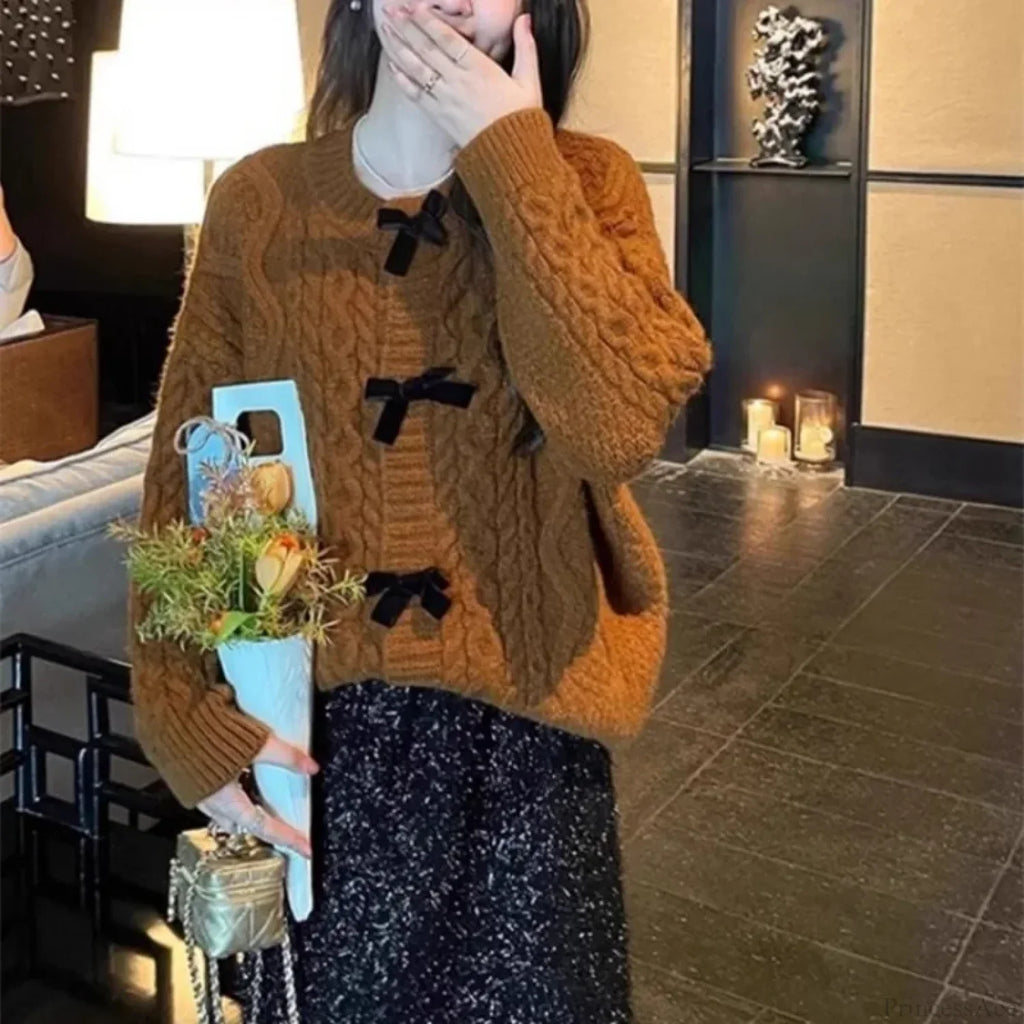 Bow Sweater Autumn Winter Knit Cardigan image 5