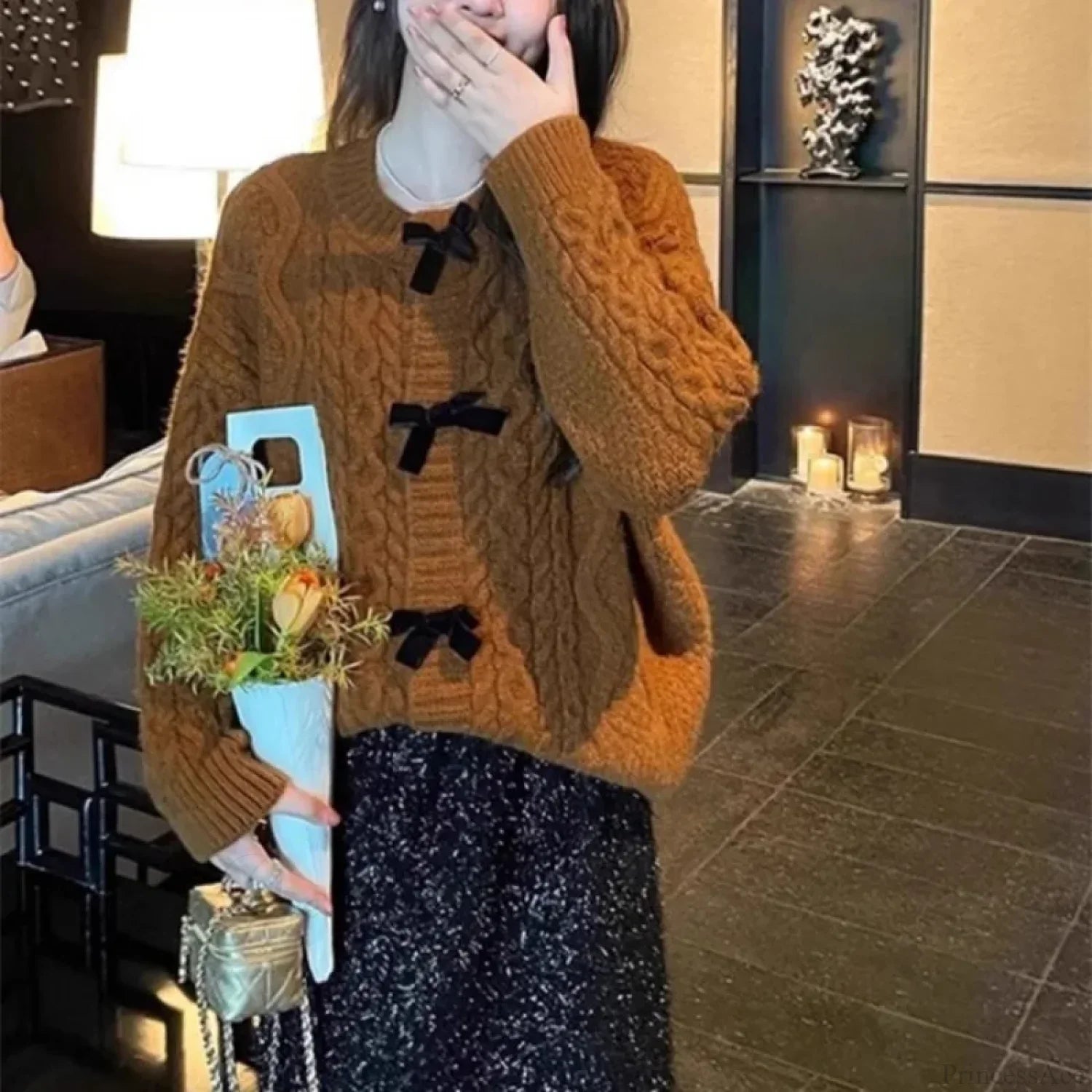 Bow Sweater Autumn Winter Knit Cardigan image 5