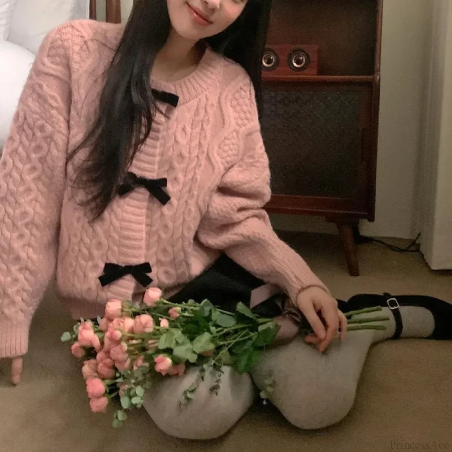 Bow Sweater Autumn Winter Knit Cardigan image 8