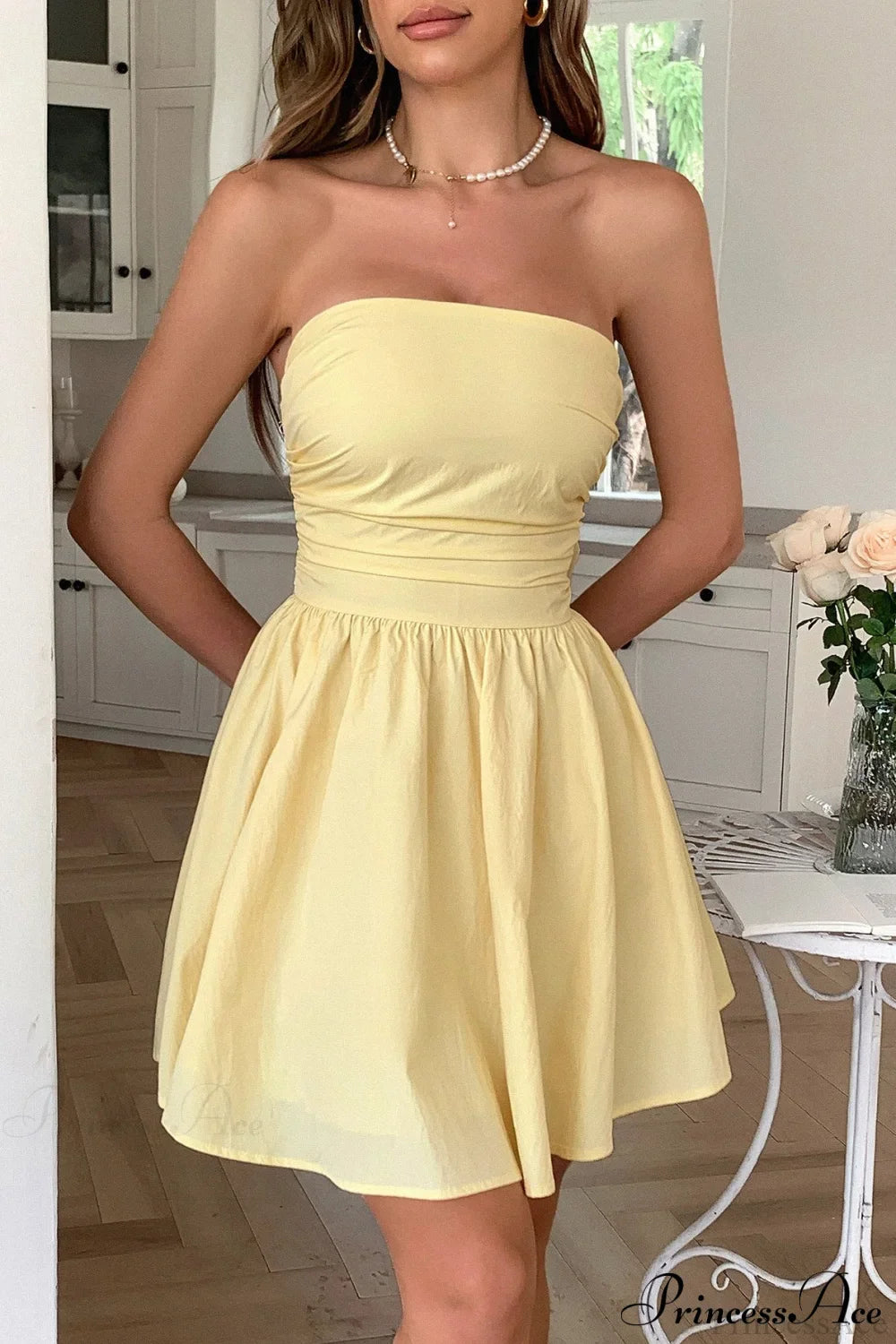 Bow Tie Elegant Ladylike Strapless Party Dress image 4