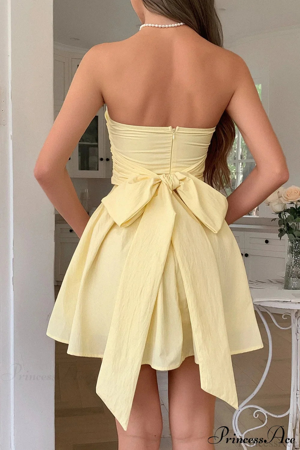Bow Tie Elegant Ladylike Strapless Party Dress image 3