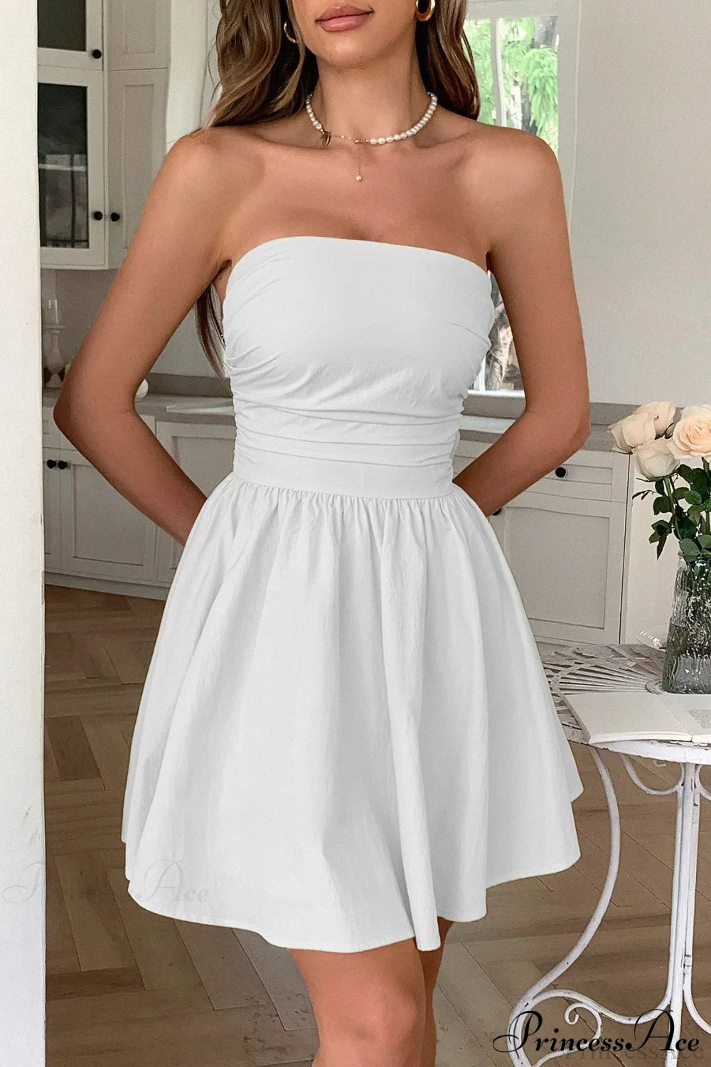 Bow Tie Elegant Ladylike Strapless Party Dress image 5