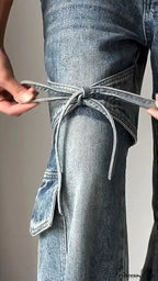 Bow Tie Strap Wide Leg Jeans image 3