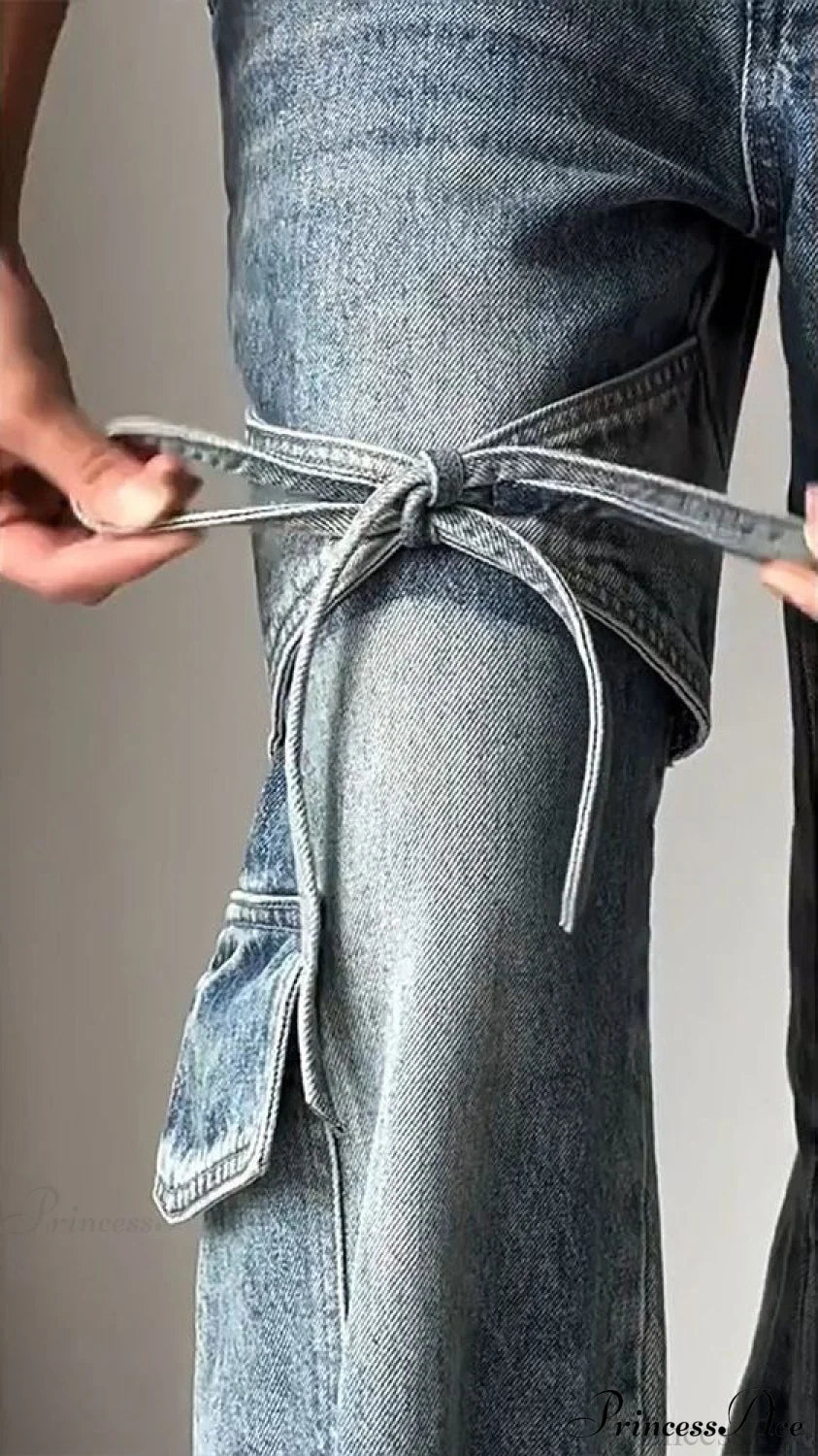 Bow Tie Strap Wide Leg Jeans image 3