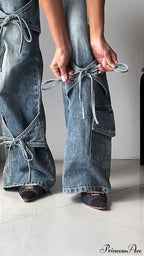 Bow Tie Strap Wide Leg Jeans image 5