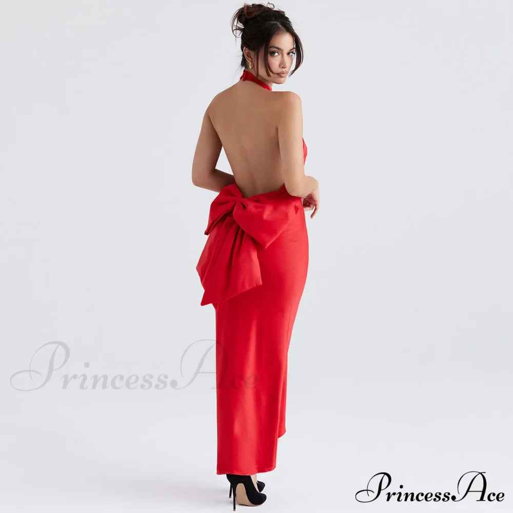 Bowknot Contrast Color Strapless Bodycon Classic Party Maxi Dress image 3