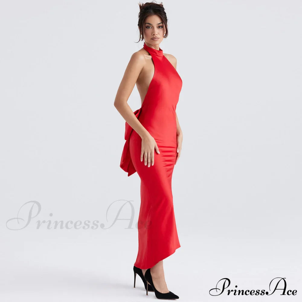 Bowknot Contrast Color Strapless Bodycon Classic Party Maxi Dress image 2