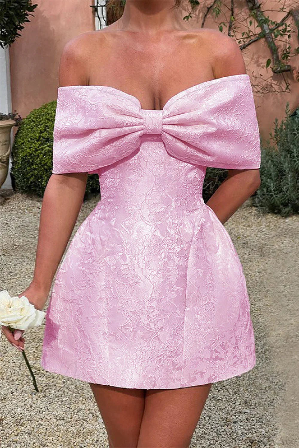Bowknot Off-Shoulder Backless Mini Party Dress image 3
