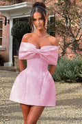 Bowknot Off-Shoulder Backless Mini Party Dress image 1