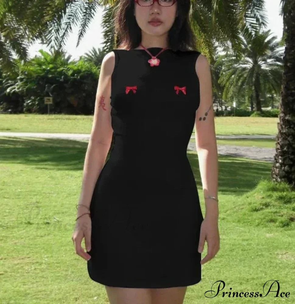 Bows Open Back Charming Sleeveless Mini Dress image 5