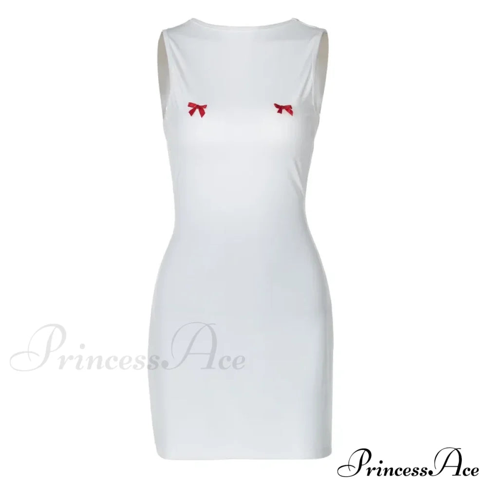 Bows Open Back Charming Sleeveless Mini Dress image 3