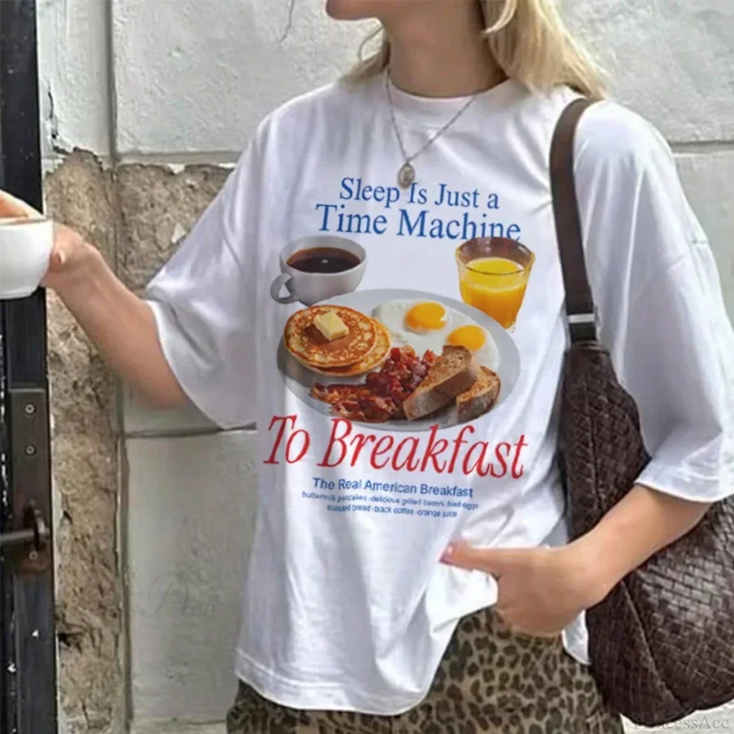 Breakfast Meme Oversized Graphic T-shirt image 1