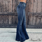 Breasted Flared Bell Bottom Denim Jeans image 2