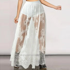 Breathable Plaid Mesh Maxi Skirt Dark Style Embroidery image 4