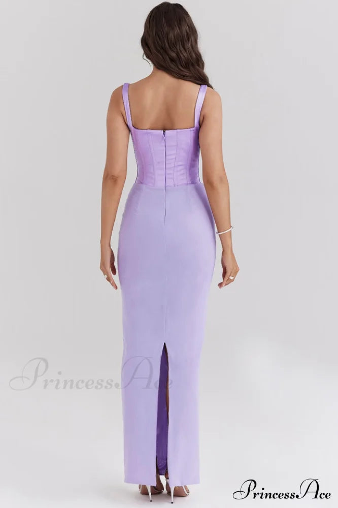 Breeze Orchid Satin Charming Corset Maxi Dress image 5