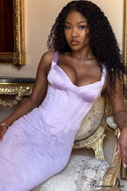 Breeze Orchid Satin Charming Corset Maxi Dress image 2