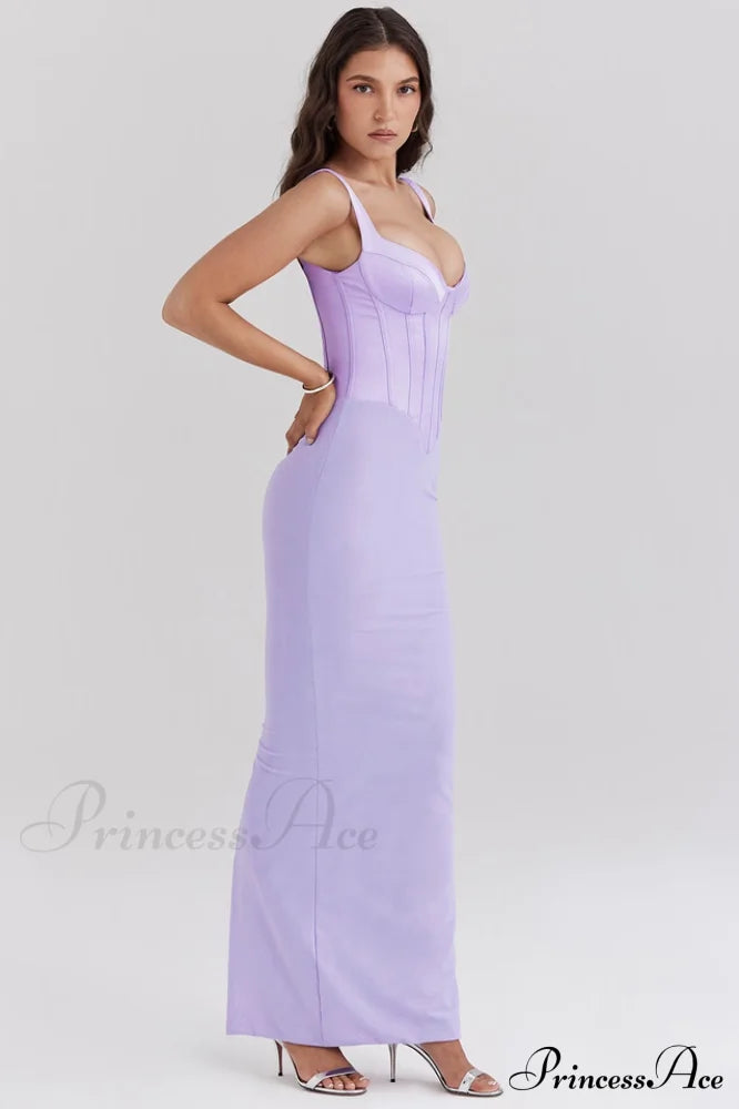 Breeze Orchid Satin Charming Corset Maxi Dress image 3