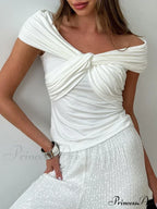 Twist Front Off Shoulder T-Shirt image 1