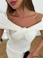 Twist Front Off Shoulder T-Shirt image 4