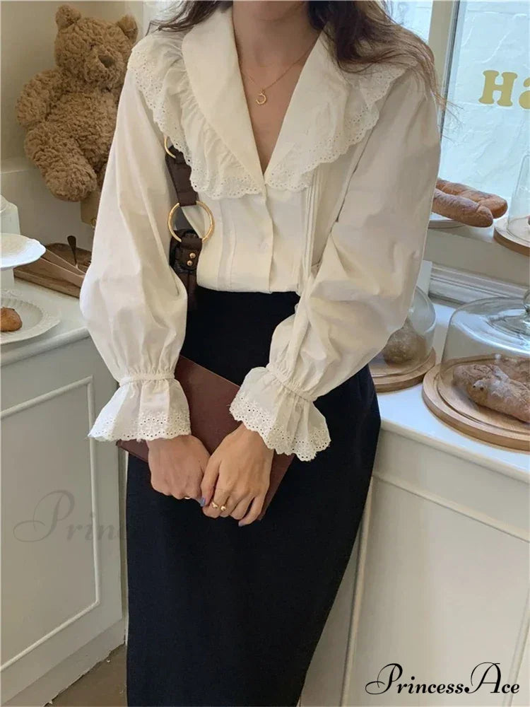 Simple Lace Trim Blouse image 2