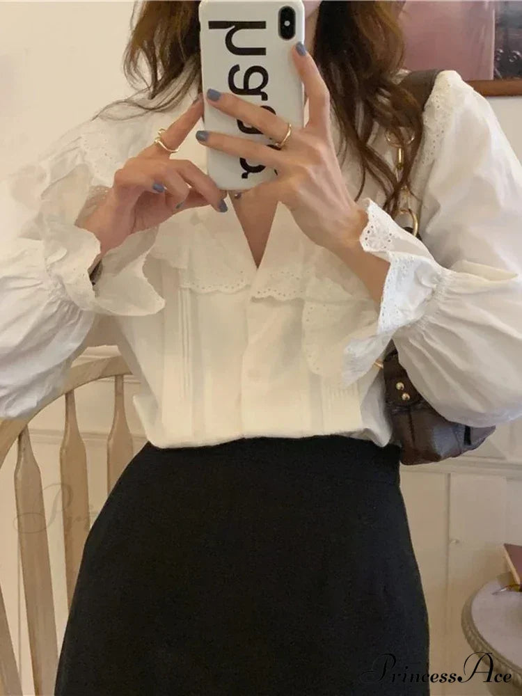 Simple Lace Trim Blouse image 3