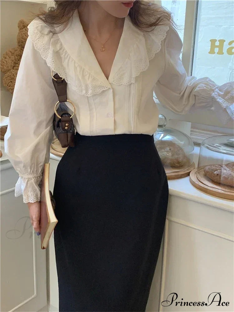 Simple Lace Trim Blouse image 6