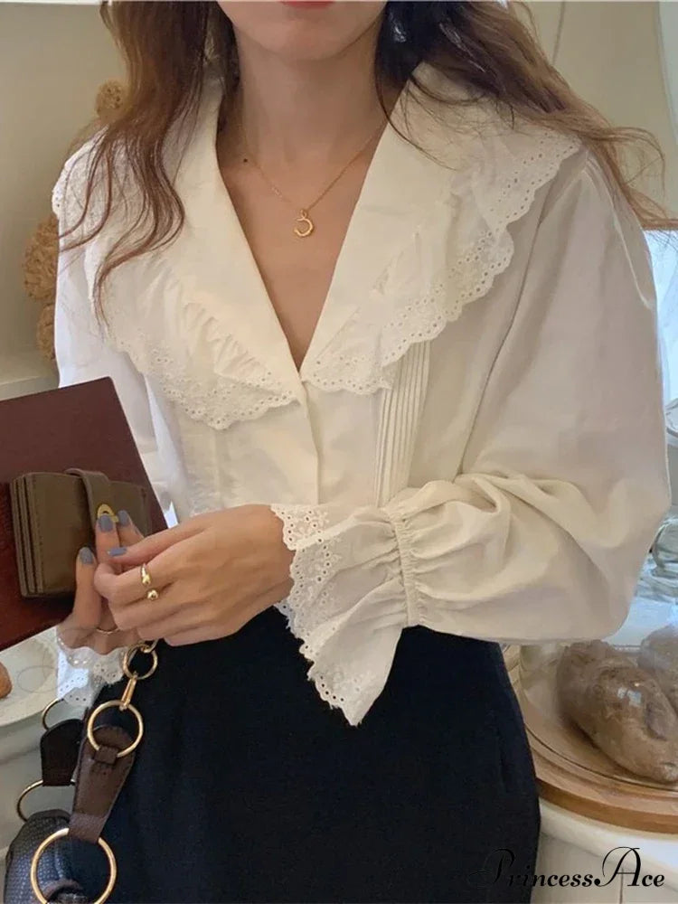 Simple Lace Trim Blouse image 1