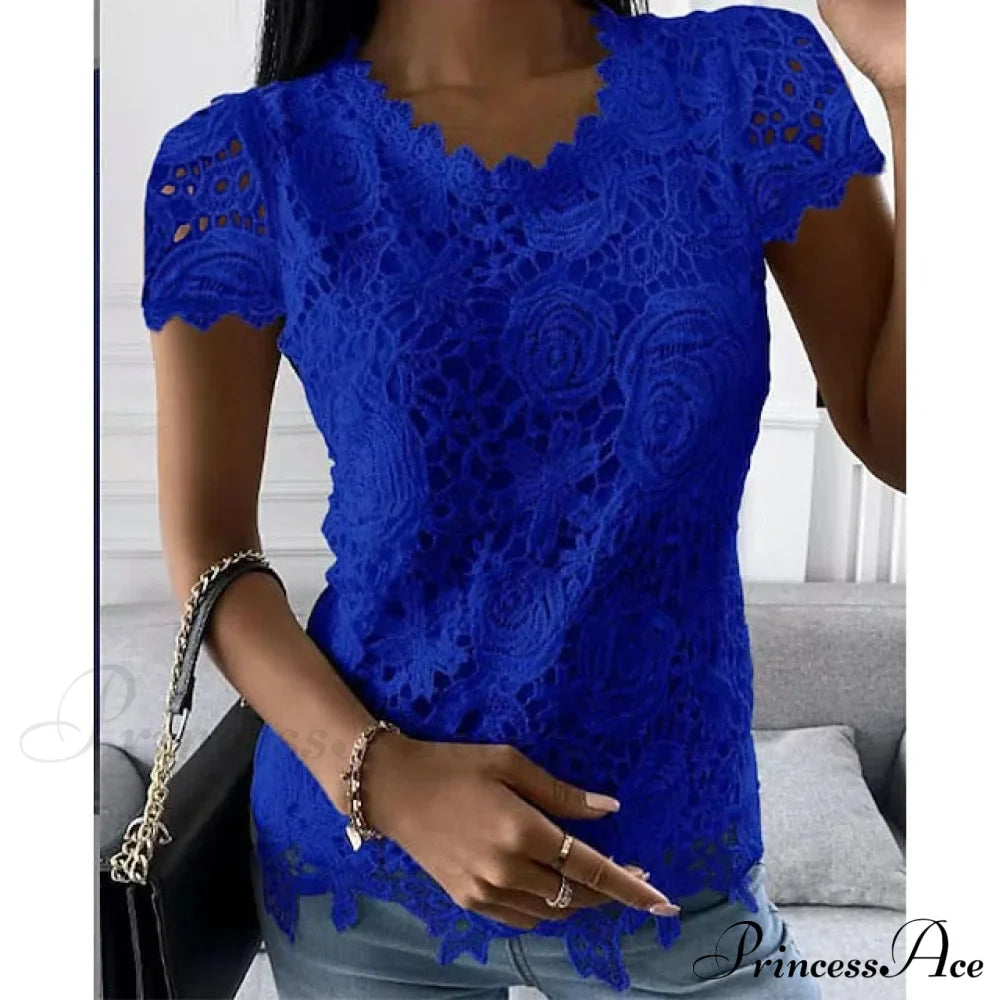 Brief Pink Neck White Casual Women's Blouse Round Black Lace Arm Basic Plain Blouse image 4