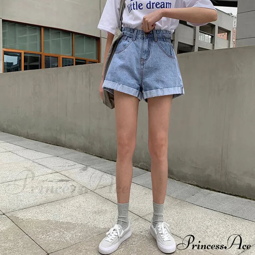 Brief Warm-Season Casual Waist Fashion Elastic Leg Women High Jeans Shorts Waist Denim Wide Loose Size Plus Female image 11