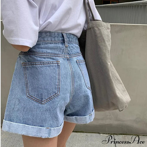 Brief Warm-Season Casual Waist Fashion Elastic Leg Women High Jeans Shorts Waist Denim Wide Loose Size Plus Female image 2