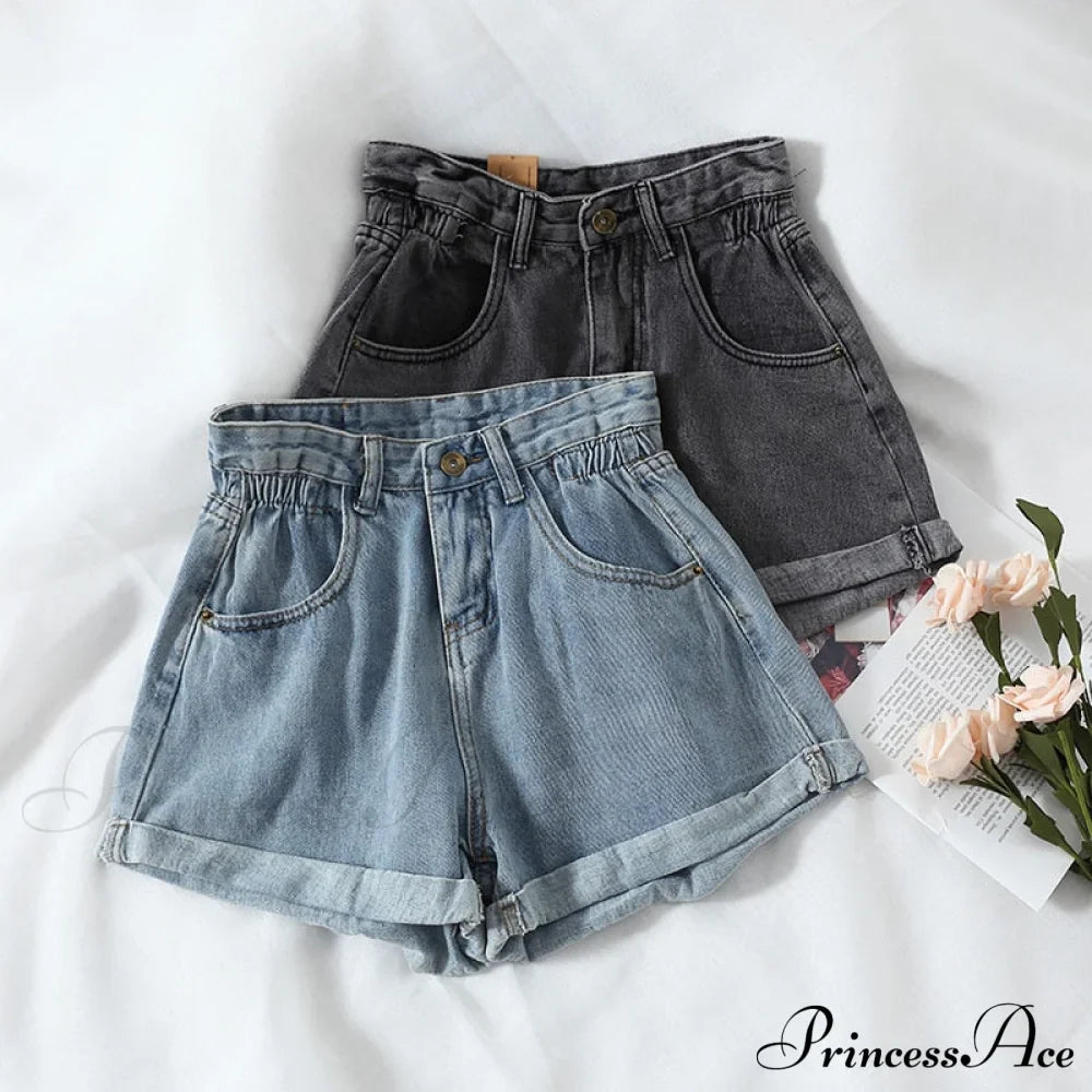Brief Warm-Season Casual Waist Fashion Elastic Leg Women High Jeans Shorts Waist Denim Wide Loose Size Plus Female image 1