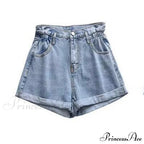 Brief Warm-Season Casual Waist Fashion Elastic Leg Women High Jeans Shorts Waist Denim Wide Loose Size Plus Female image 3