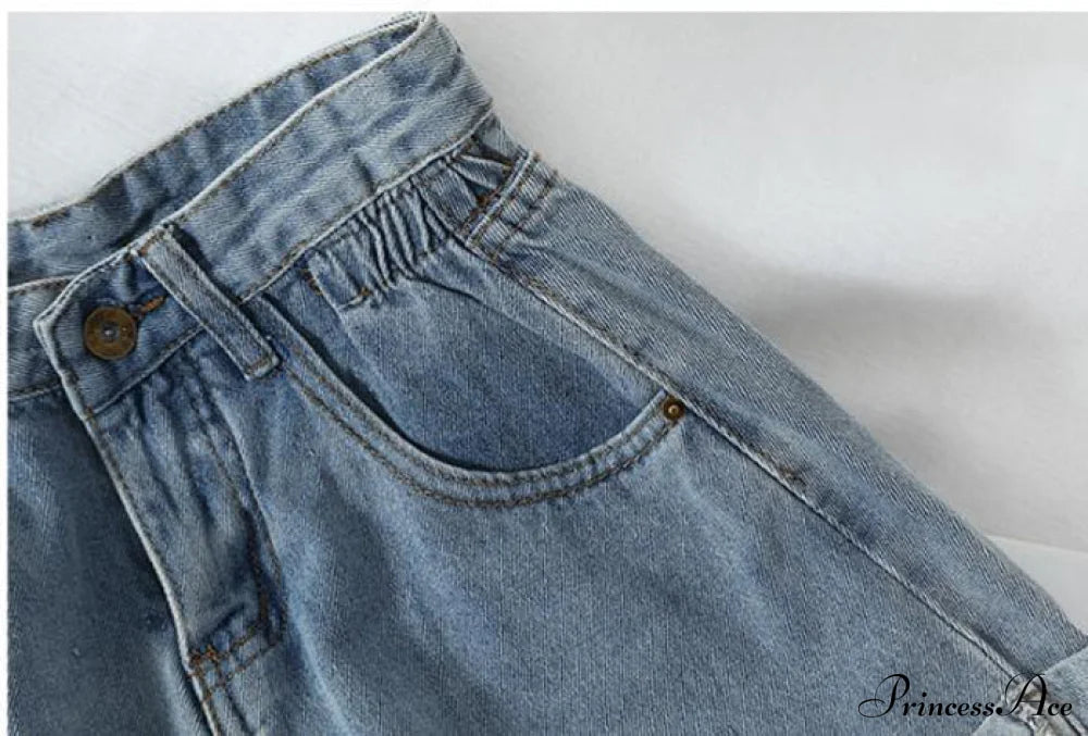 Brief Warm-Season Casual Waist Fashion Elastic Leg Women High Jeans Shorts Waist Denim Wide Loose Size Plus Female image 7