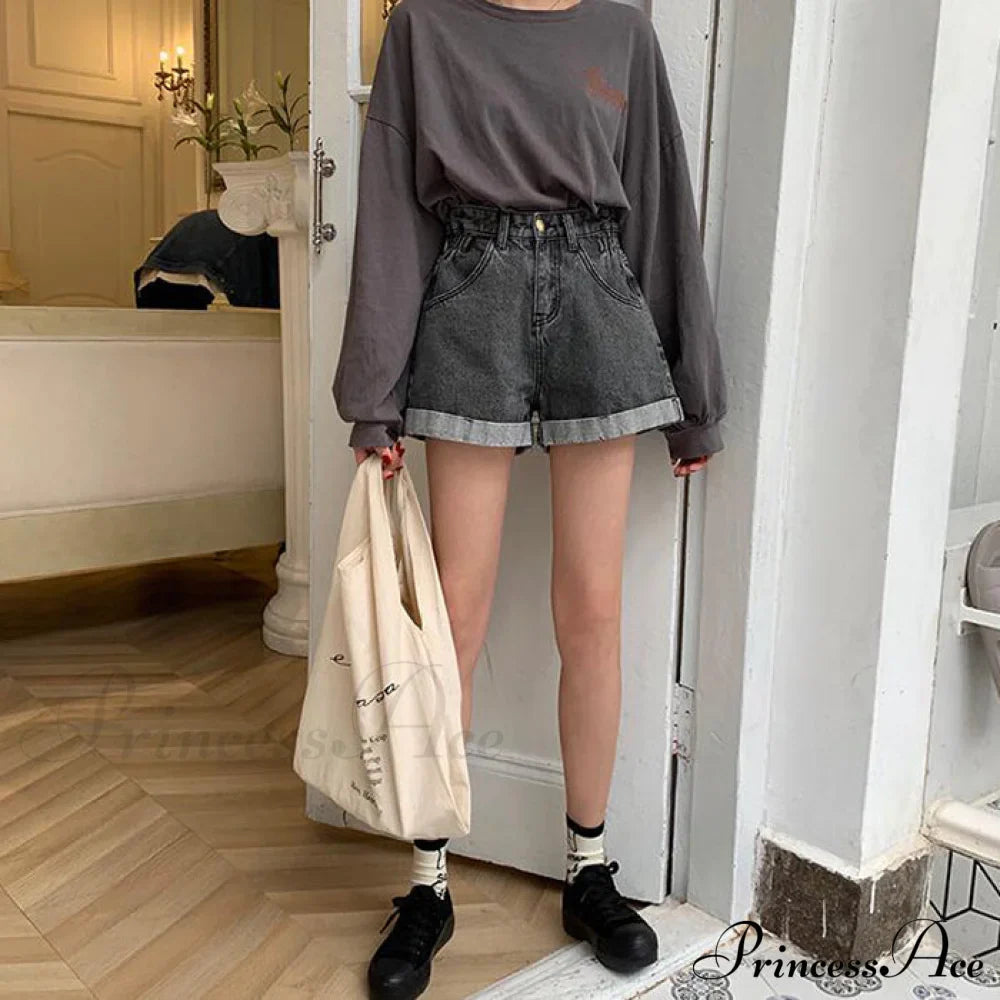 Brief Warm-Season Casual Waist Fashion Elastic Leg Women High Jeans Shorts Waist Denim Wide Loose Size Plus Female image 10