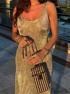 Bright Silk Fabric Slip Spaghetti Strapped Maxi Dress image 4