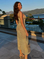 Bright Silk Fabric Slip Spaghetti Strapped Maxi Dress image 2