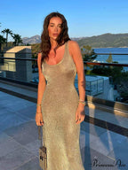 Bright Silk Fabric Slip Spaghetti Strapped Maxi Dress image 5