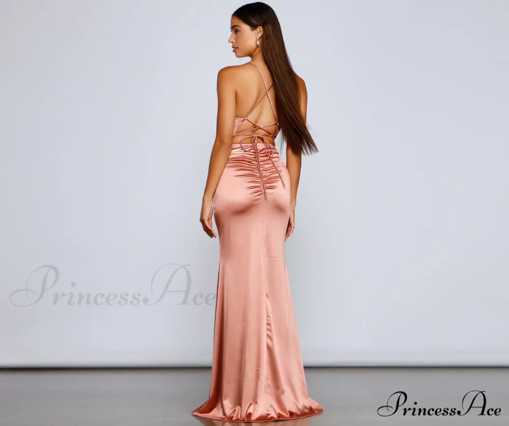 Bristol Formal Stylish Satin Lace-Up Dress image 10