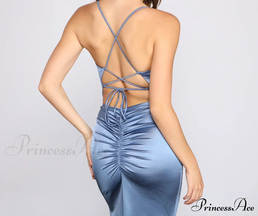 Bristol Formal Stylish Satin Lace-Up Dress image 8