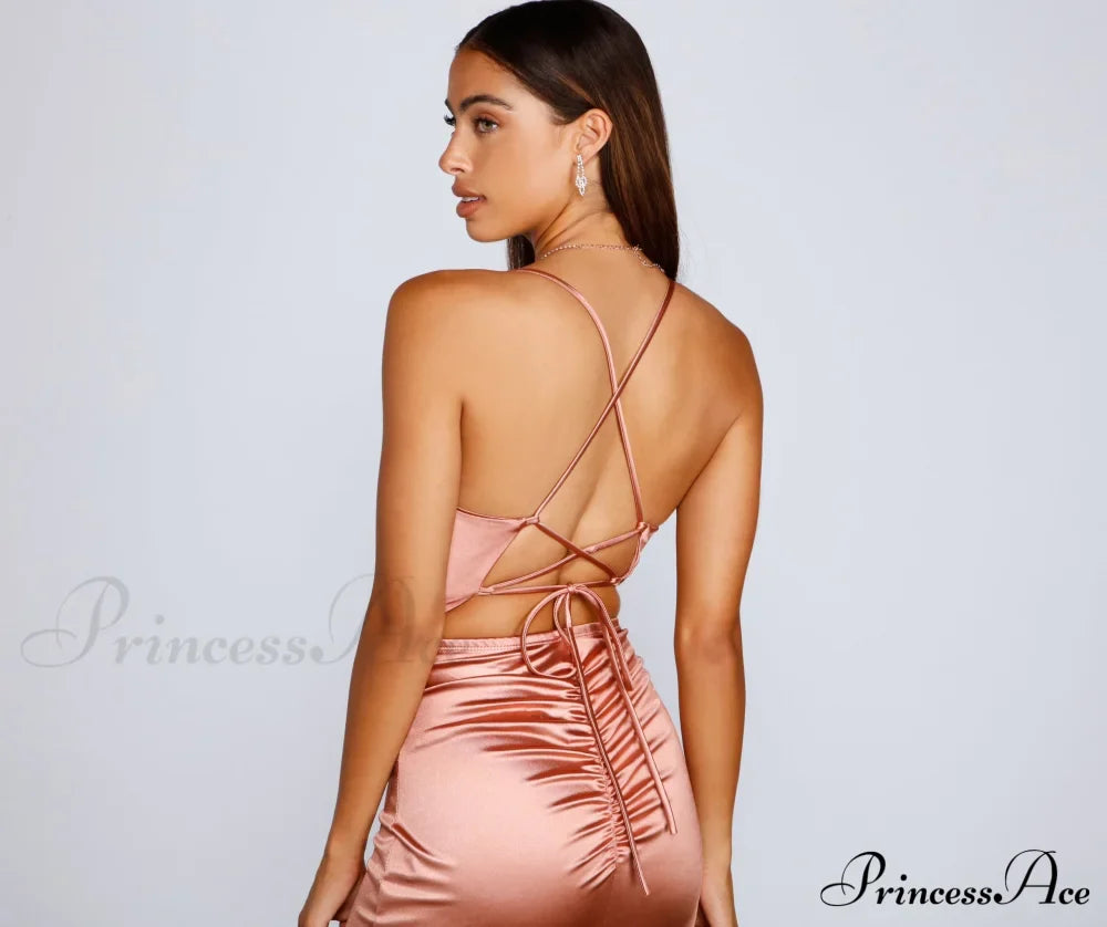 Bristol Formal Stylish Satin Lace-Up Dress image 12
