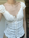 Broderie Lace White Trendy Cropped Tank Top image 1